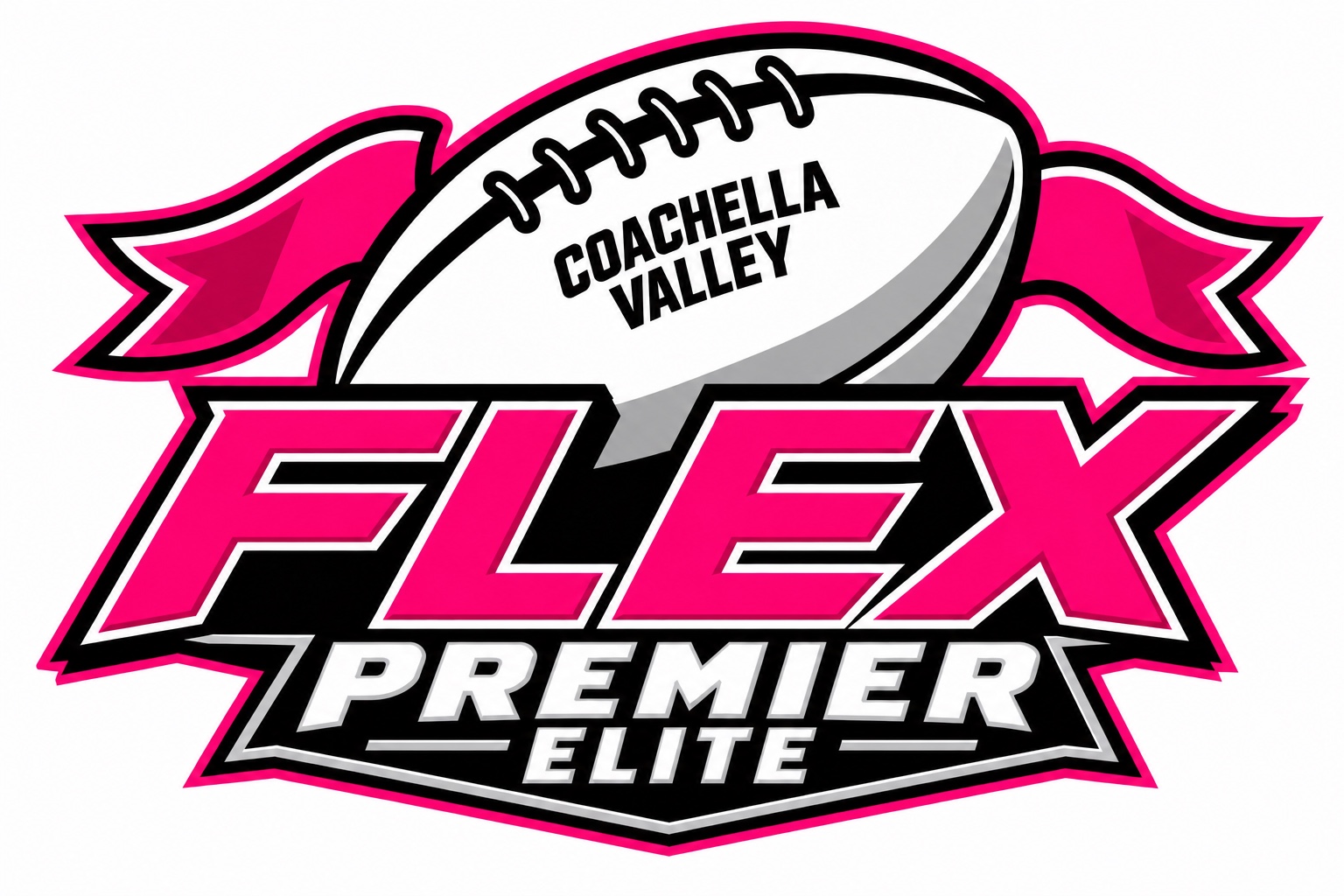 Coachella Valley Flex Premier Elite pink, black and silver football logo